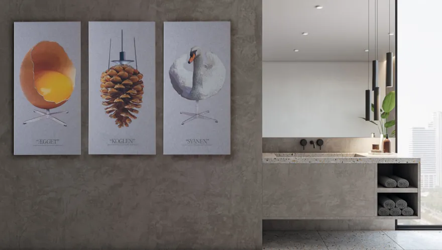 Akustikbillede Art-Acoustic svanen 60 x 120 cm - lys grå