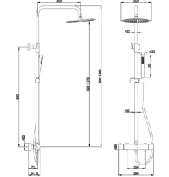 Brusesæt m/termostat Ø250 mm gunmetal