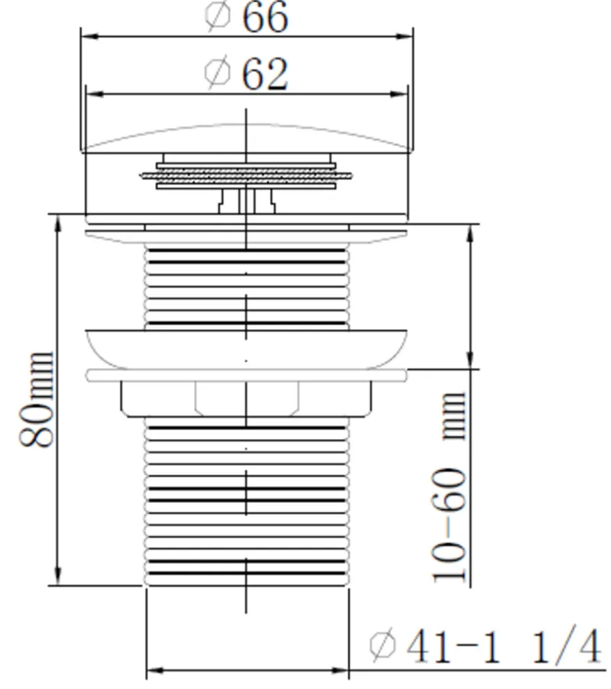 Bundventil pop-up Ø66 × 80 mm hvid