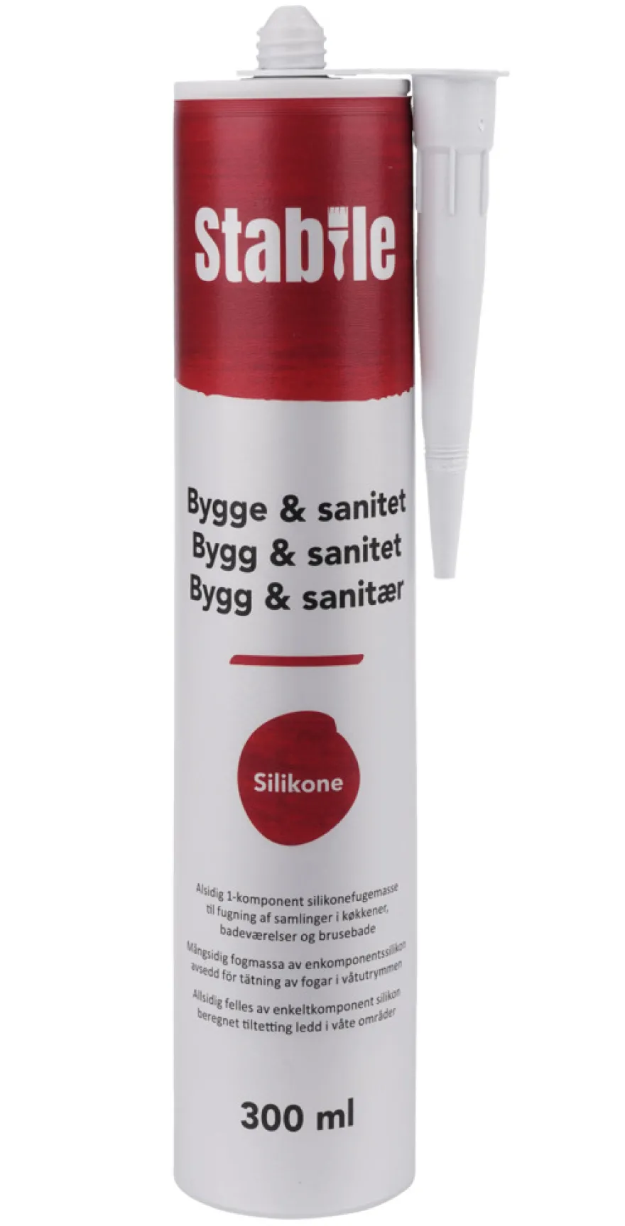 Bygge & Sanitet silikonefugemasse hvid 300 ml - Stabile®