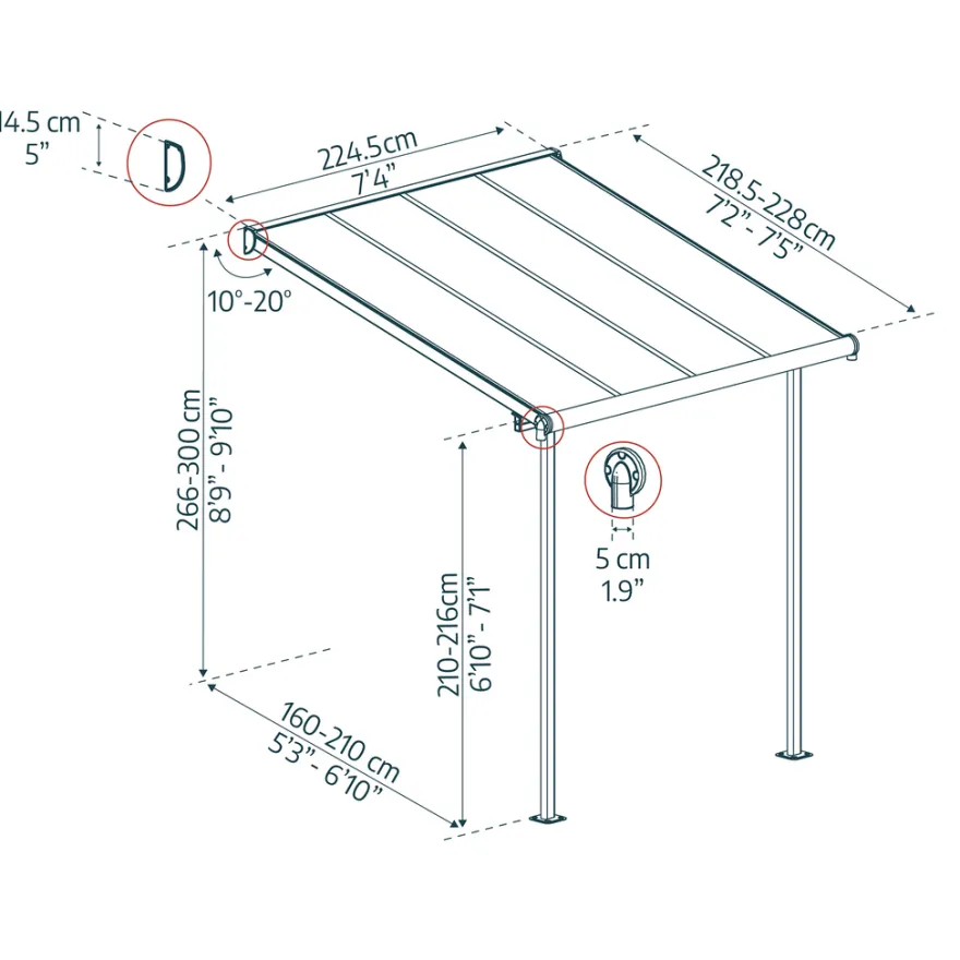 Canopia by Palram Sierra terrasseoverdækning 5,29 m²