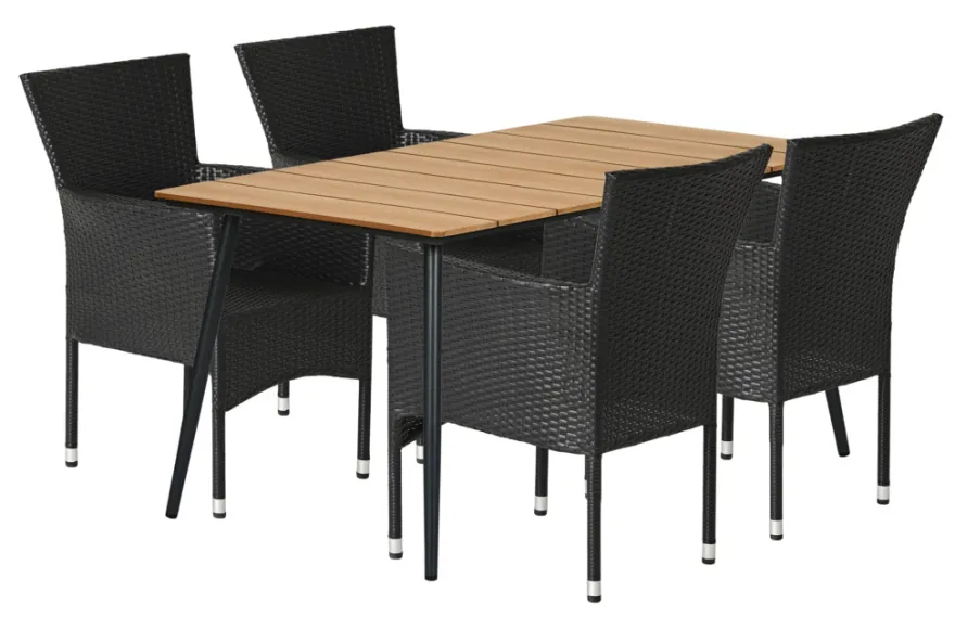 Havebord Beijing sort/teak 148 x 85 cm - Sunlife®