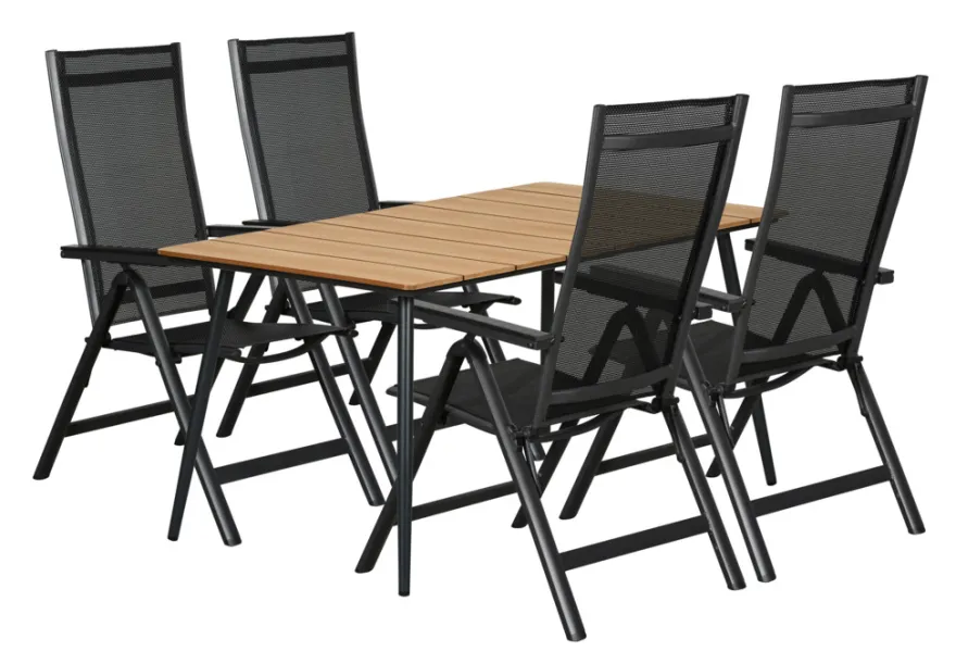 Havebord Beijing sort/teak 148 x 85 cm - Sunlife®