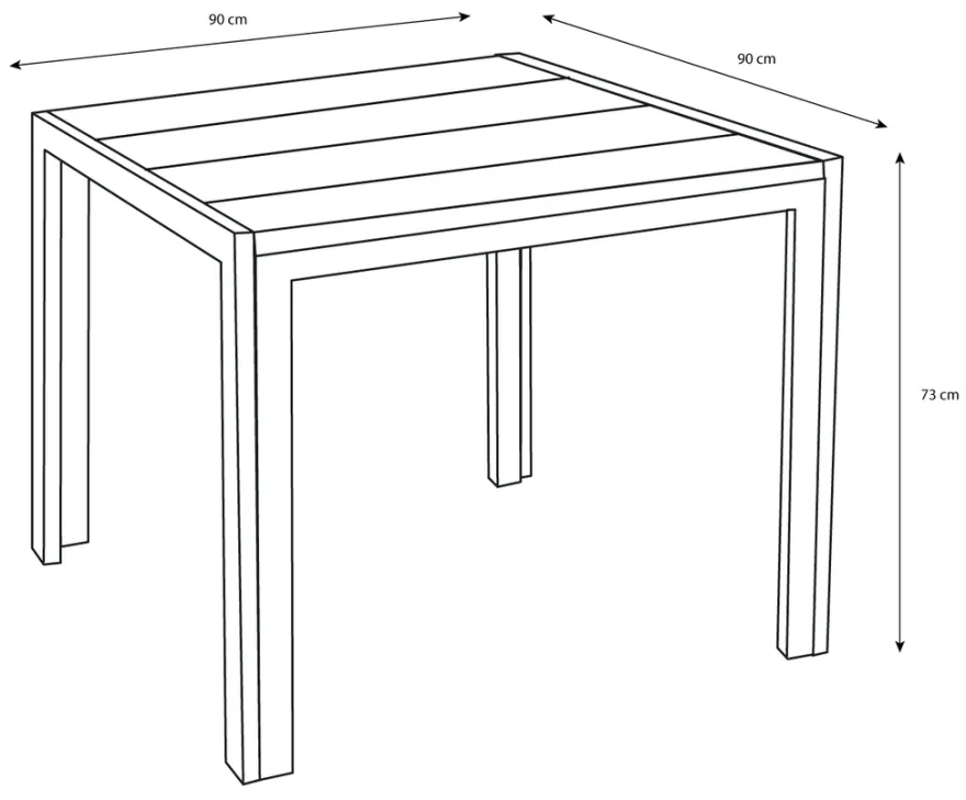 Havebord Havanna 90x90 cm i aluminium og nonwood - Sunlife®
