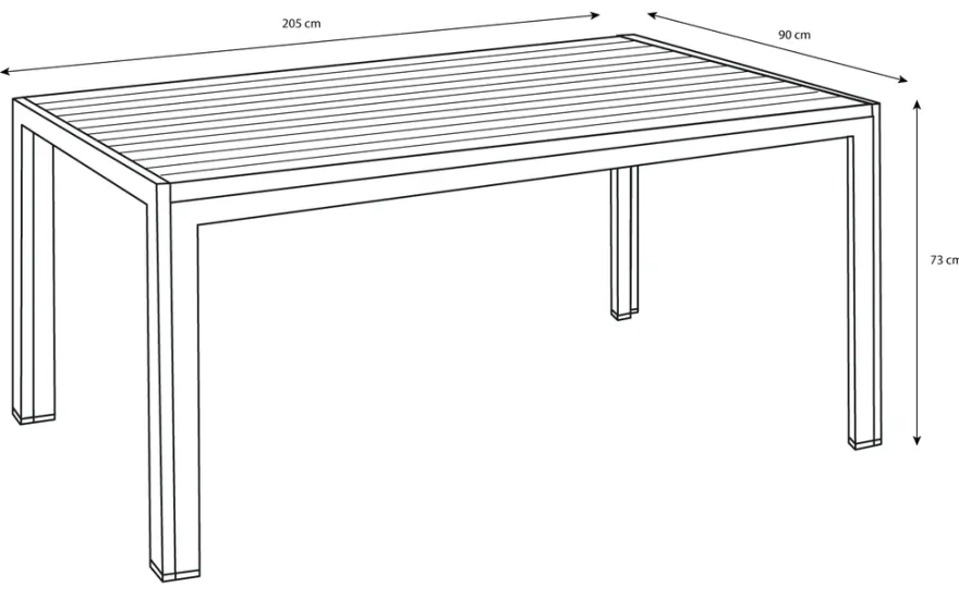 Havebord Havanna 205 x 90 cm i aluminium og nonwood - Sunlife®