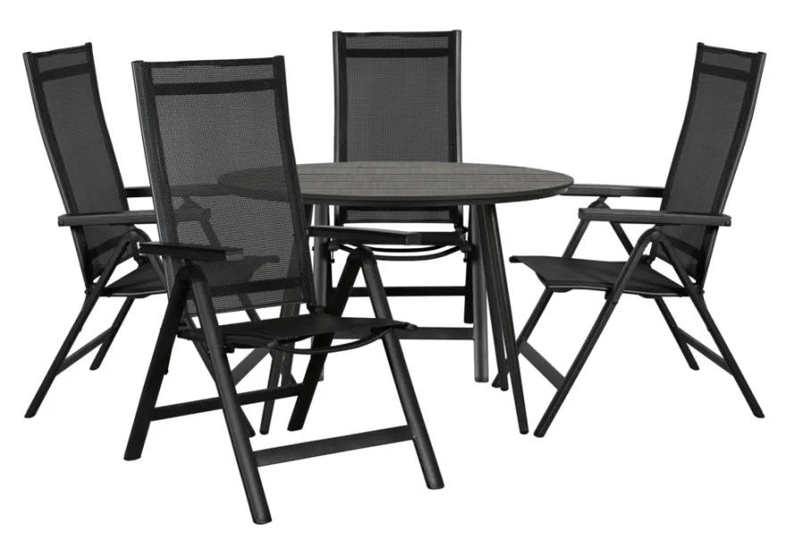 Havebord Madrid sort Ø110 cm - Sunlife®