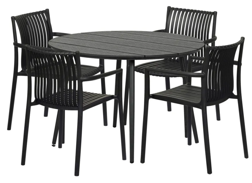 Havebord Madrid sort Ø110 cm - Sunlife®