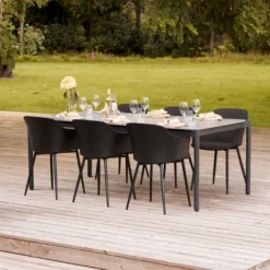 Havebord 205 x 104 cm i sort Grey Stone Look