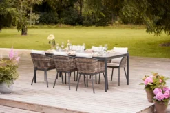 Havebord 205 x 104 cm i sort Grey Stone Look