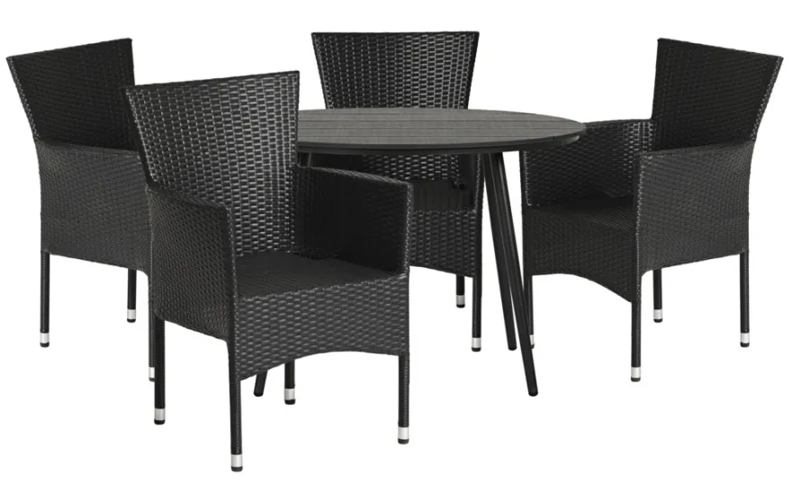Havestol Bangkok i metal og sort polyrattan - Sunlife®