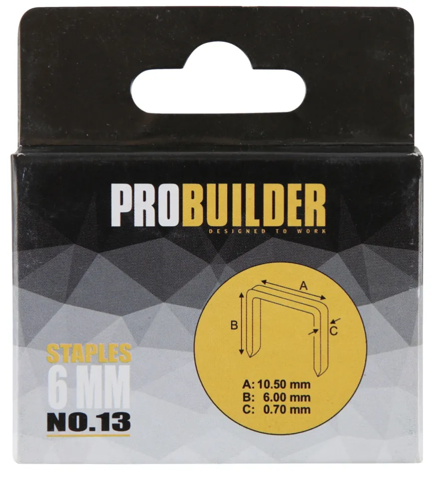 Hæfteklammer 6 mm nr. 13 1000 stk. - Probuilder