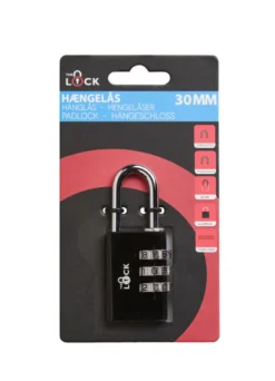 Hængelås m/kode 30 mm sort aluminium