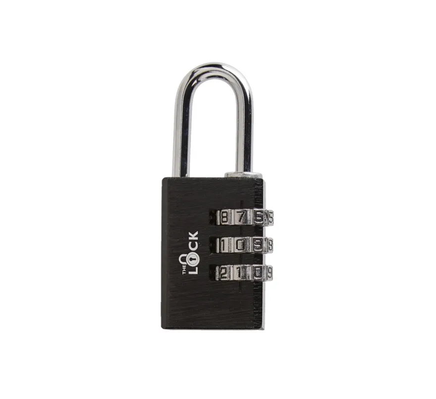 Hængelås m/kode 30 mm sort aluminium