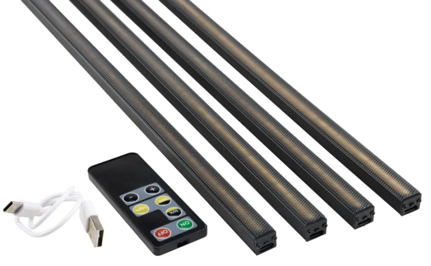 LED-lysskinne til akustikpanel sort 3 meter 4-pk.