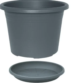 Potte Cylindro plast grå Ø40 cm