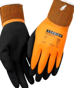 Safe-On vandtætte arbejdshandsker sort/orange str. 9