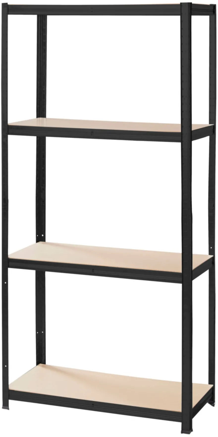 Stålreol sort m/4 hylder 90 x 190 x 40 cm