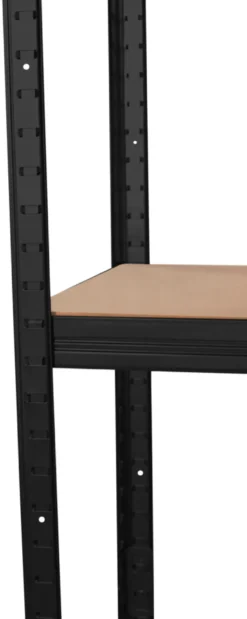 Stålreol sort m/4 hylder 90 x 190 x 40 cm