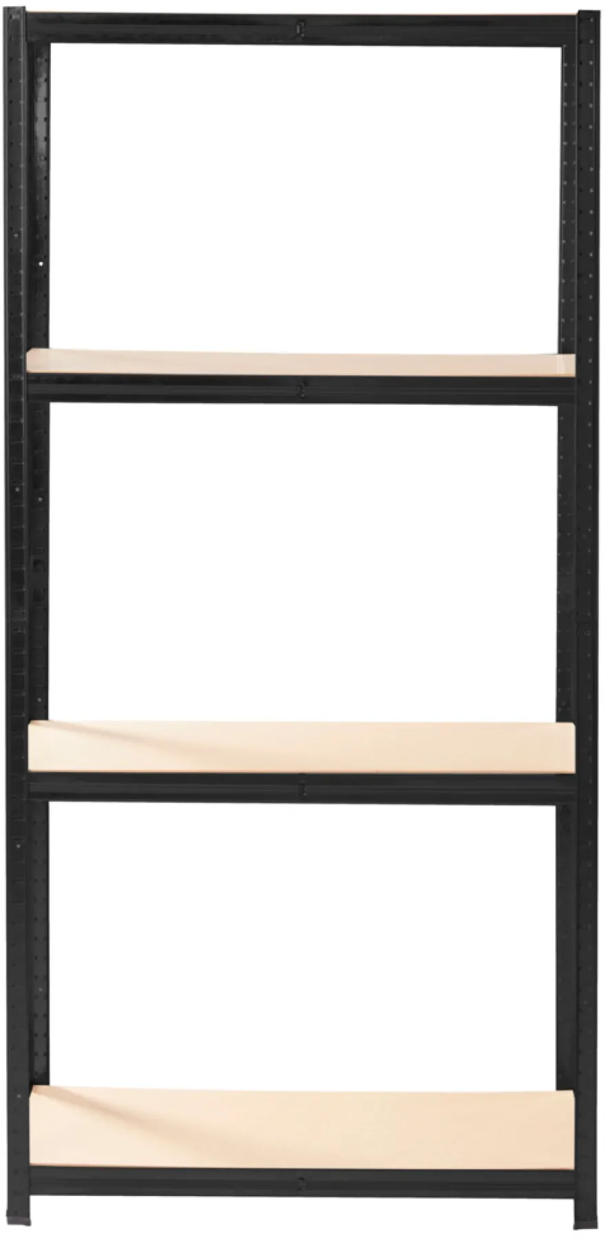 Stålreol sort m/4 hylder 90 x 190 x 40 cm