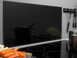 Stænkplade sort glas firkantet 80 x 40 cm