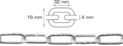 Svejst langleddet kæde 4 mm x 2 meter
