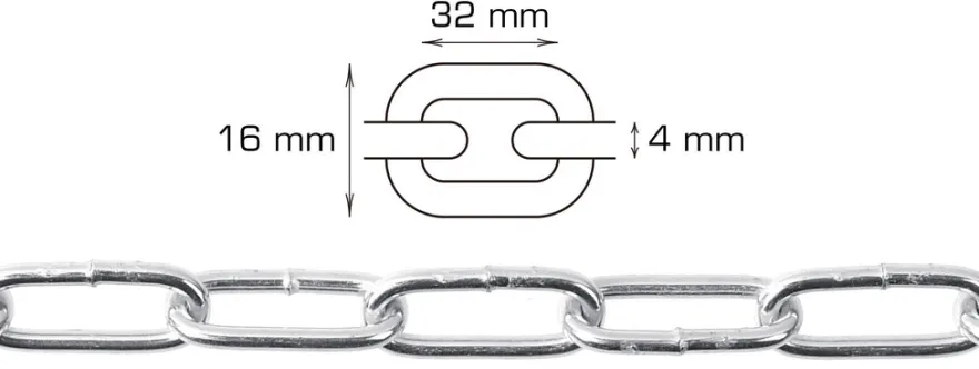 Svejst langleddet kæde 4 mm x 2 meter