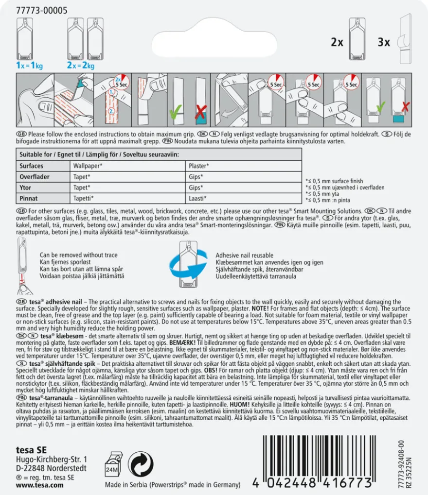 tesa® klæbesøm til tapet og gips 1 kg - 2 stk.