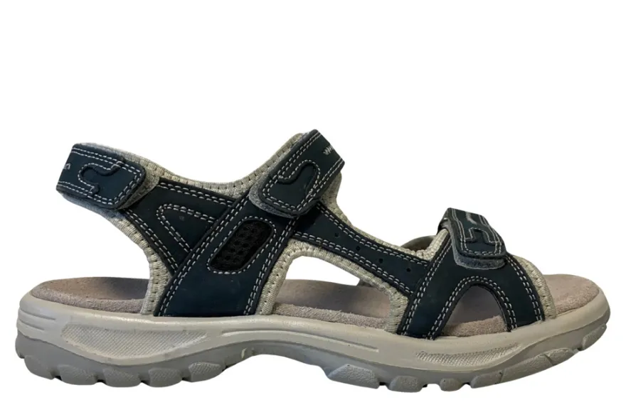 Trekkingsandaler dame denimfarvet læder str. 40