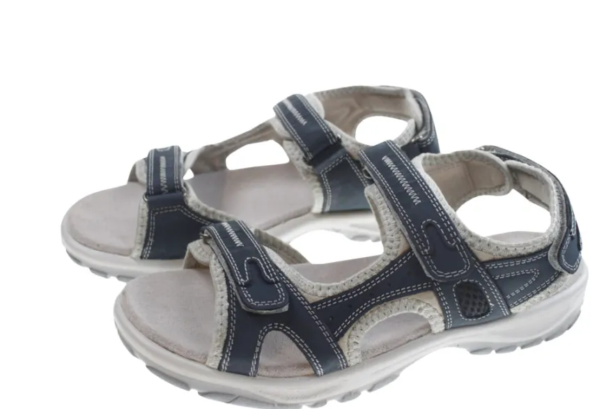 Trekkingsandaler dame denimfarvet læder str. 40