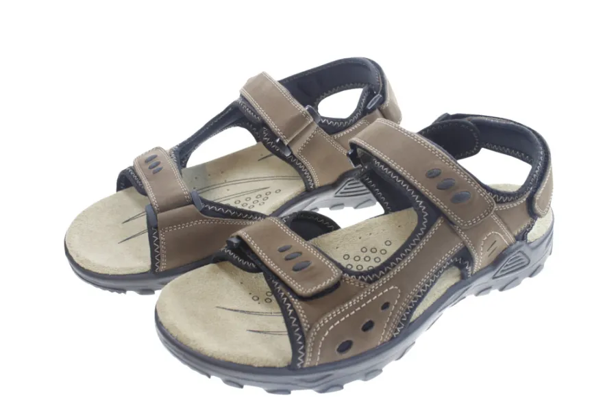 Trekkingsandaler herre brun læder str. 44