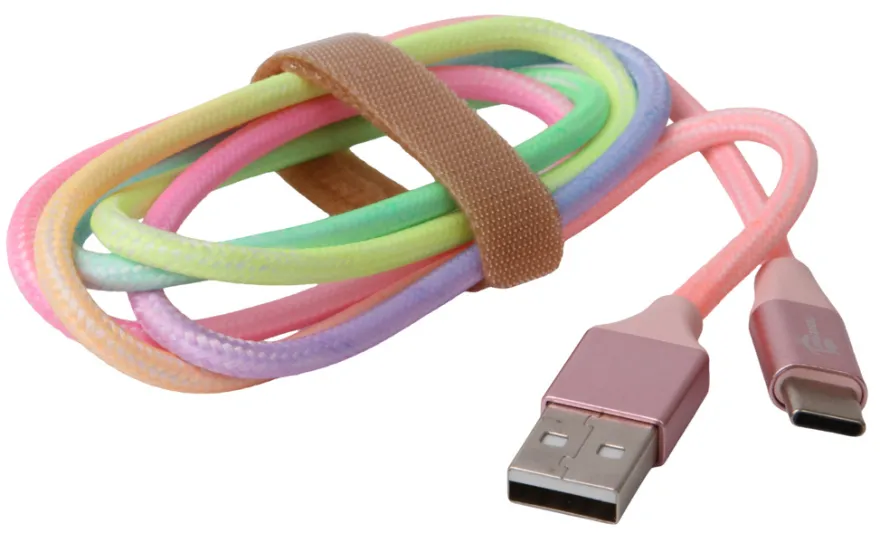 USB til USB-C kabel regnbuefarvet - 1 meter