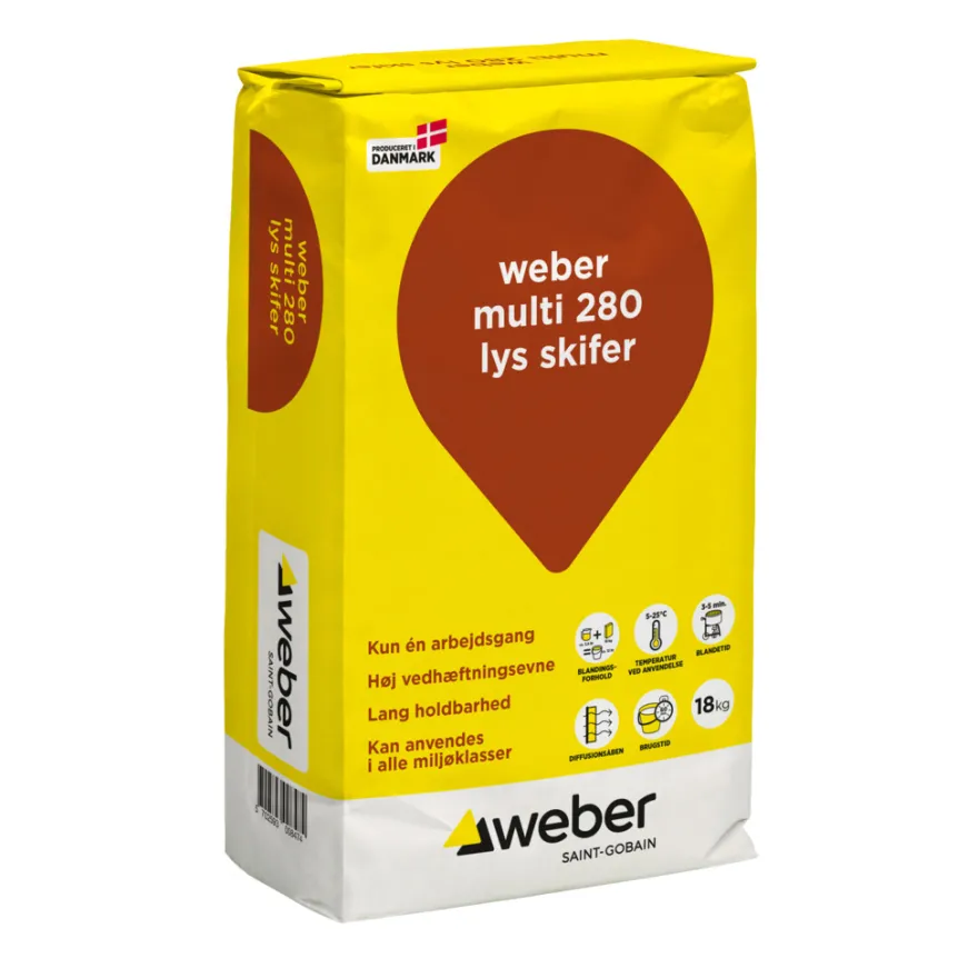 Weber Multi 280 Farvet hæftemørtel Lys skifer 18 kg