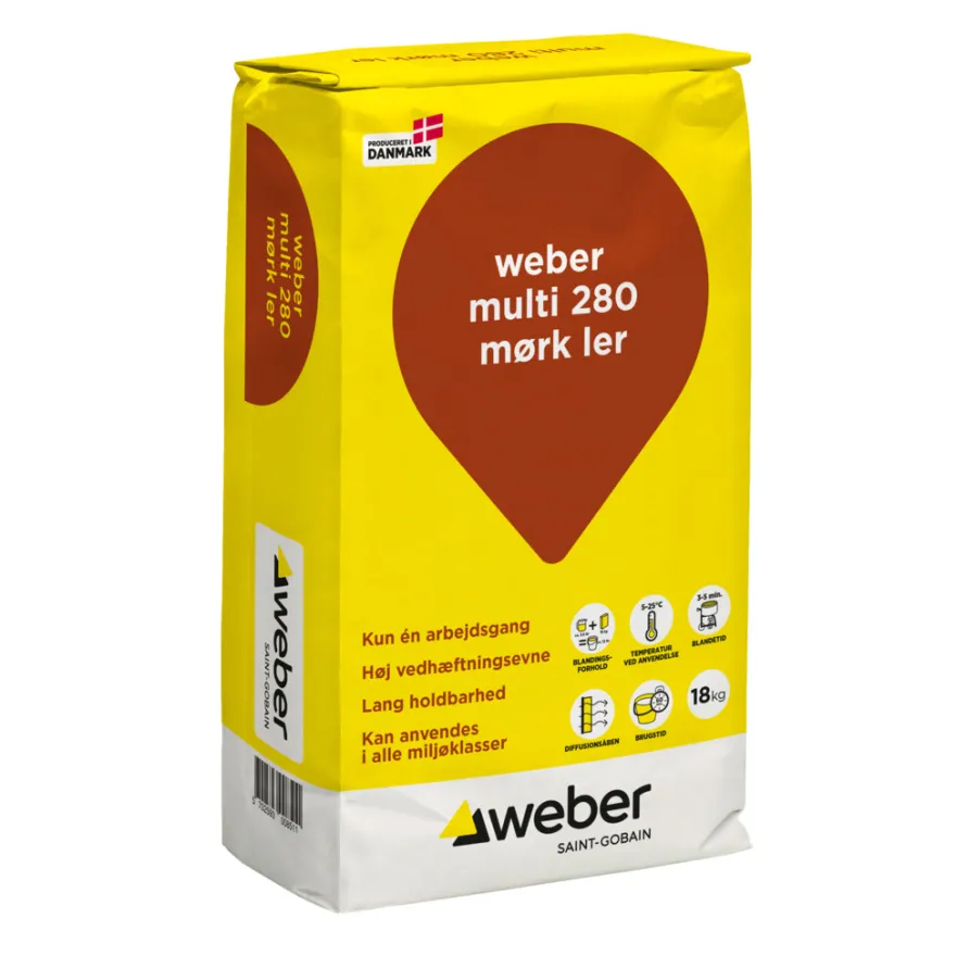 Weber Multi 280 Farvet hæftemørtel Mørk ler 18 kg